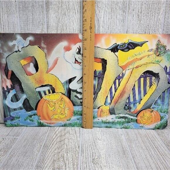 Vintage Eureka Die Cut Halloween Decoration BOO Ghost Graveyard Bat Pumpkin - Picture 8 of 8